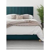 Aspire Grant Upholstered Ottoman Bed Velvet Navy Super King