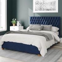 Aspire Monroe Upholstered Ottoman Bed Velvet Navy Single