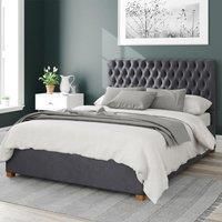 Aspire Monroe Upholstered Ottoman Bed Velvet Steel Single