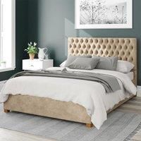 Aspire Monroe Upholstered Ottoman Bed Kimyo Linen Beige Single