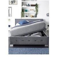 Aspire Beds Upholstered Side Opening Storage Ottoman Bed in Steel Plush Velvet, Grey Linen or Silver Crushed Velvet Fabrics - Crushed Velvet (Single 3ft 90 * 190)