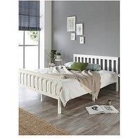 Aspire Beds Solid Wood White Bed Frame Choice of Natutral Wood Tops All Sizes