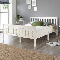 Aspire Beds Solid Wood White Bed Frame Choice of Natutral Wood Tops All Sizes