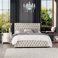 LLB Seren Velvet Small Double Ottoman Bedframe - Pearl