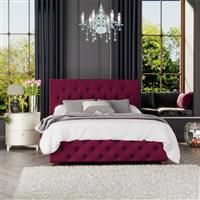 Grey Plush Fabric Upholstered Ottoman Sleigh Bed Frame In 5 Sizes