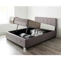 Aspire Furniture Ottoman Bed Single Grey Linen & Double Comfort Eco Mattress