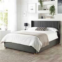 Soho Ottoman Storage Wing Bed in Saxon Twill Fabric, Custom Made