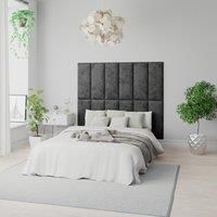 Aspire Easymount Wall Mounted Upholstered Panels Modular Diy Headboard In Mirazzi Velvet Fabric Black (pack Of 2)
