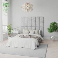 Aspire Easymount Wall Mounted Upholstered Panels Modular Diy Headboard In Mirazzi Velvet Fabric Silver (pack Of 2)