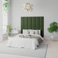 Aspire Easymount Wall Mounted Upholstered Panels Modular Diy Headboard In Plush Velvet Fabric Forest Green (pack Of 4)