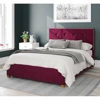 Aspire Beds Ottoman - Buttoned with Studded Band - Plush Velvet - Berry - 60