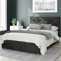 Aspire Beds Ottoman - Buttoned with Studded Band - Mirazzi Velvet - Black - 46