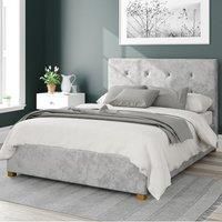 Aspire Beds Ottoman - Buttoned with Studded Band - Mirazzi Velvet - Silver - 30