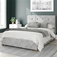 Aspire Beds Ottoman - Buttoned with Studded Band - Mirazzi Velvet - Silver - 46