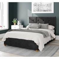 Aspire Beds Ottoman - Buttoned with Studded Band - Kimiyo Linen - Charcoal - 46