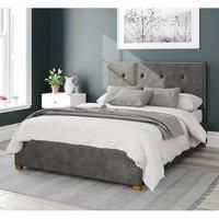 Aspire Beds Ottoman - Buttoned with Studded Band - Kimiyo Linen - Granite - 30