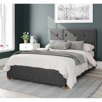Aspire Beds Ottoman - Buttoned with Studded Band - Saxon Twill - Charcoal - 30