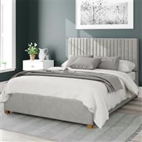 Aspire Grant Velvet Double Ottoman Bedframe - Light Silver