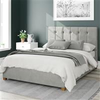 Aspire Hepburn Velvet Double Ottoman Bedframe - Light Silver