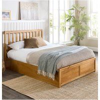 Aspire Wooden Ottoman Storage Bed In Natural - King, Brown