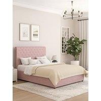 Aspire Zahra Cotton Ottoman Bedframe With Mattress Option - Rose - Bed Frame With Memory Mattress