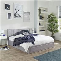 Aspire Beds Castleton Grey Linen Quilted Headboard Ottoman Storage Bed Frame, King Size (150 * 200 cm)