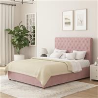 Aspire Taylor Superking Velvet End Lift Ottoman Bed - Blush