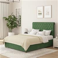 Aspire Taylor Kingsize Velvet End Lift Ottoman Bed - Green