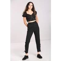 Hell Bunny Women's Tifa Tapered Leg Cropped Trouser Black | Size: Medium