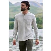 Mountain Warehouse Men's Selby Waffle Henley Tee Long Sleeved Casual T-Shirt