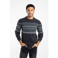 Weird Fish Men's Orson Fair Isle Crew Neck Jumper in Black | Size: 5XL