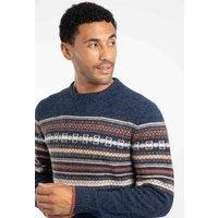 Weird Fish Men's Orson Fair Isle Crew Neck Jumper in Midnight | Size: Large