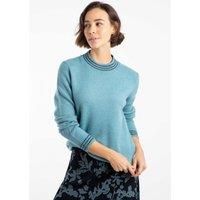 Weird Fish Women's Dawkins Tipped Jumper in Light Blue | Size: 22