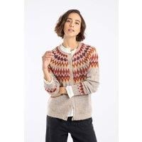 Weird Fish Women's Hatty Fair Isle Cardigan Sweater in Ivory | Size: 8