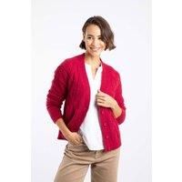 Weird Fish Women's Rhona Super Soft Cable Knit Cardigan in Red | Size: 8