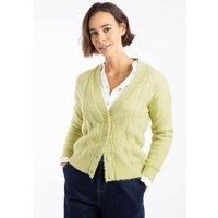 Weird Fish Women's Rhona Super Soft Cable Knit Cardigan in Light Green | Size: 12