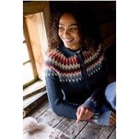 Weird Fish Women's Jelena Fair Isle Collar Cardigan in Navy | Size: 10