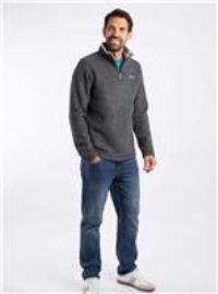 Weird Fish Newark Recycled 1/4 Zip Grid Fleece Washed Black Size S