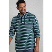 Weird Fish Payson Button Neck Striped Eco Macaroni Hoodie Ensign Blue Size 2XL