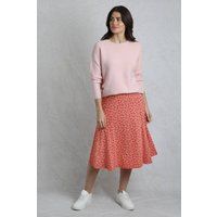 Weird Fish Romaro Printed Jersey Midi Skirt Crimson Size 10