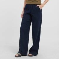 Weird Fish Zelaya Organic Cotton Double Cloth Wide Leg Trousers Navy Size 12