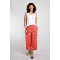 Weird Fish Women's Sarita LivaEcoâ„¢ Wide Leg Printed Viscose Trousers in Dark Red | Size: 12