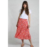 Weird Fish Cassis Lenzing EcoVero™ Printed Viscose Tiered Skirt