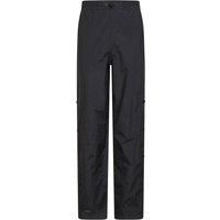 Mountain Warehouse Downpour Mens Waterproof Trousers - Taped Seams & IsoDry Half Leg Zip Overtrousers - Wet Weather, Walking, Outdoors & Camping Black XXS