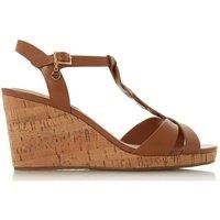 Dune London Koala Leather Plait T Bar Wedge Sandal - Tan