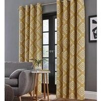 Catherine Lansfield Aztec Fully Lined Eyelet Curtains Geometric Ready Made