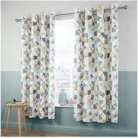 Catherine Lansfield Retro Circles Easy Care Eyelet Curtains Multi 66x72 Inch