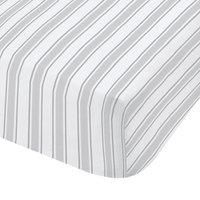 Bianca Check And Stripe Cotton Print Double Fitted Sheet Grey