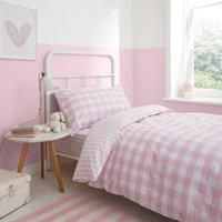 Bianca Check And Stripe Cotton Print Single Duvet Set Pink