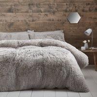 Catherine Lansfield Cuddly Double Duvet Set Silver